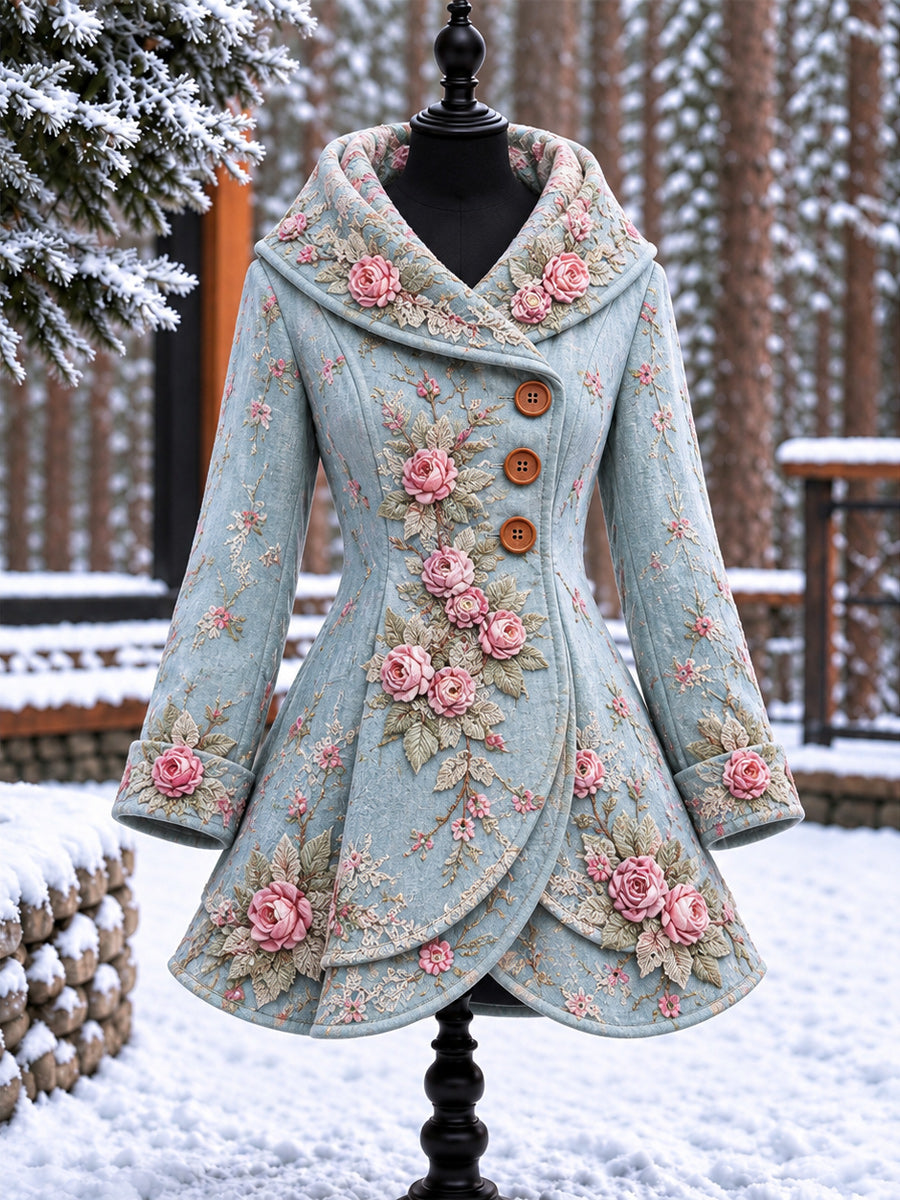 Women's Vintage Colorblock Asymmetrical Flared Coat